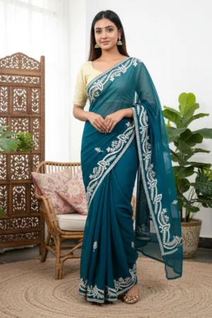 Gotta work saree Teal Blue