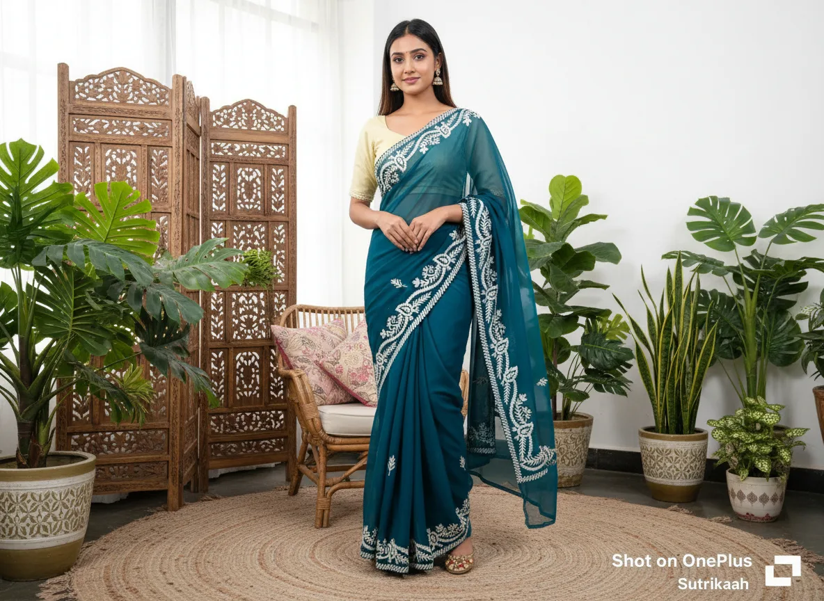 Gotta work saree Teal Blue