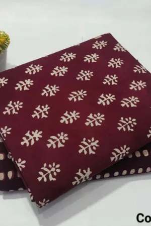 Block Printed Pure Cotton Combo for Cord Set mehroon Buti