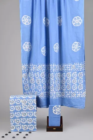 Three Piece Suit Material with Cotton Dupatta Sky Blue