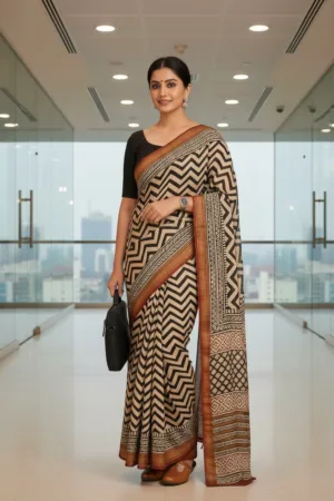 Premiunm Maheshwari Silk Handloon Saree Zik Zak