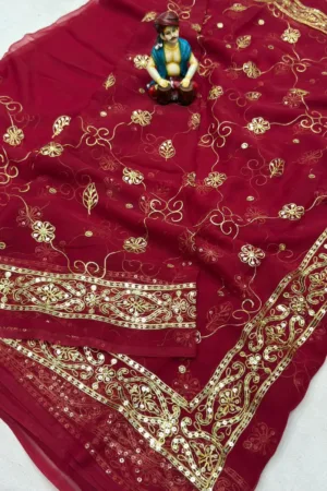 Golden Grace Mehroon Red