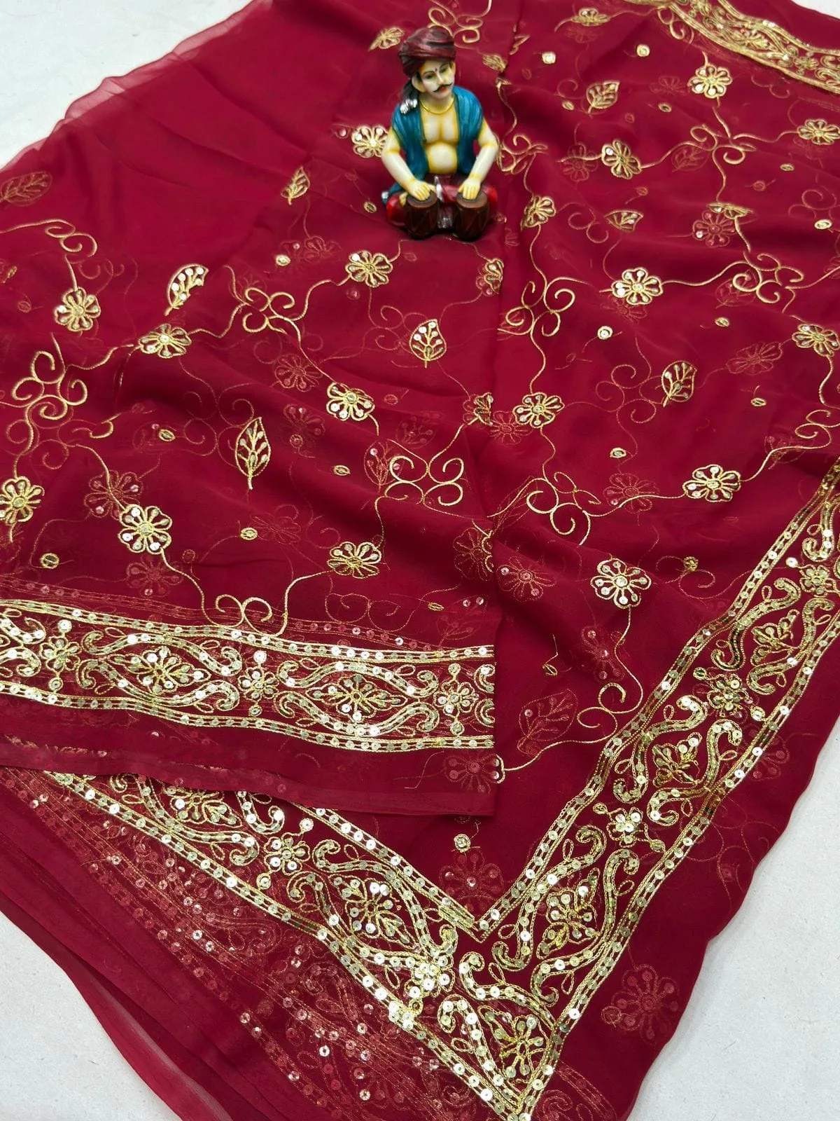 Golden Grace Mehroon Red