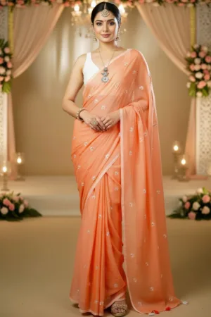 Premium Pure Mulmul Cotton Saree with Embroidery Work