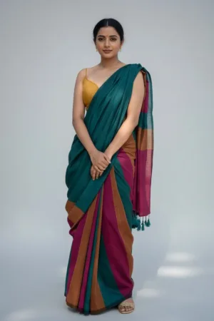 Khadi Multi Color Saree