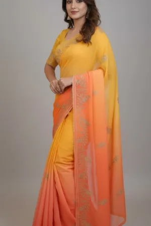 Festive Grace Multi Yellow Pink Sareee