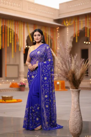 Premium Royal Blue Georgette Gotta Work Saree