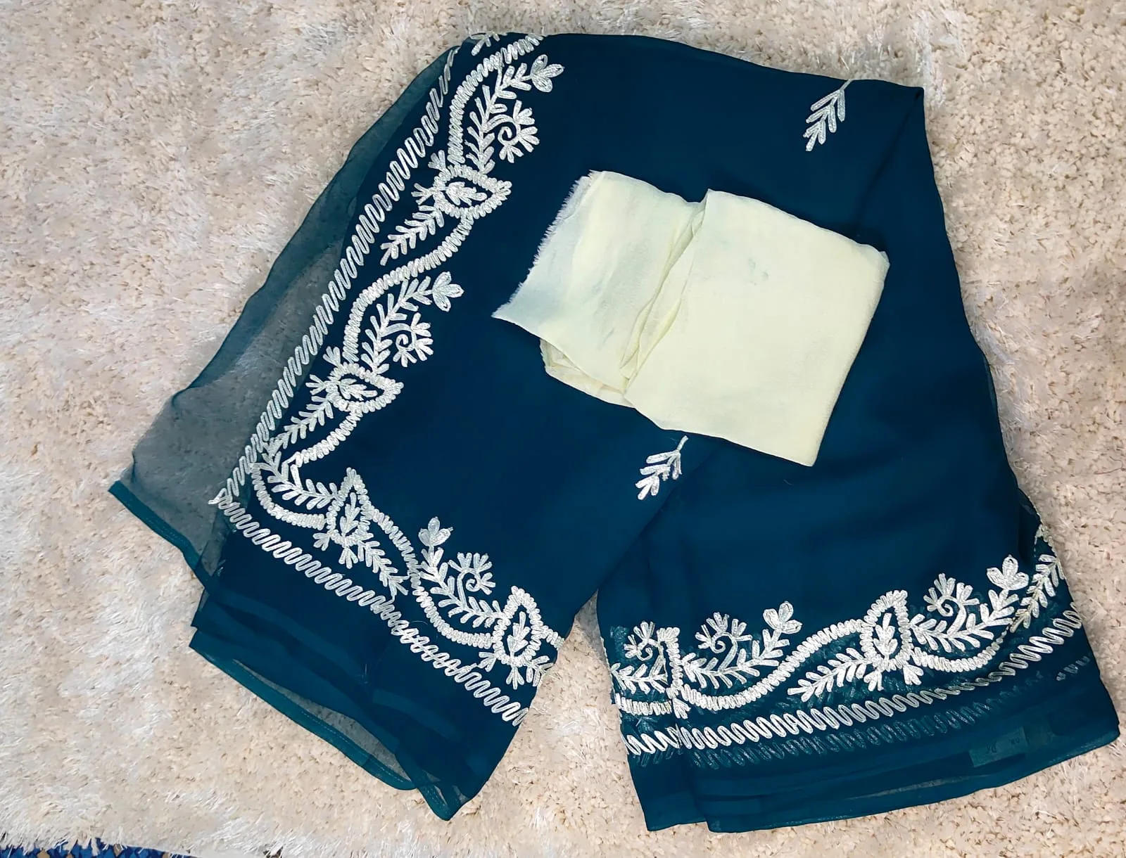 Gotta work saree Teal Blue - Image 3